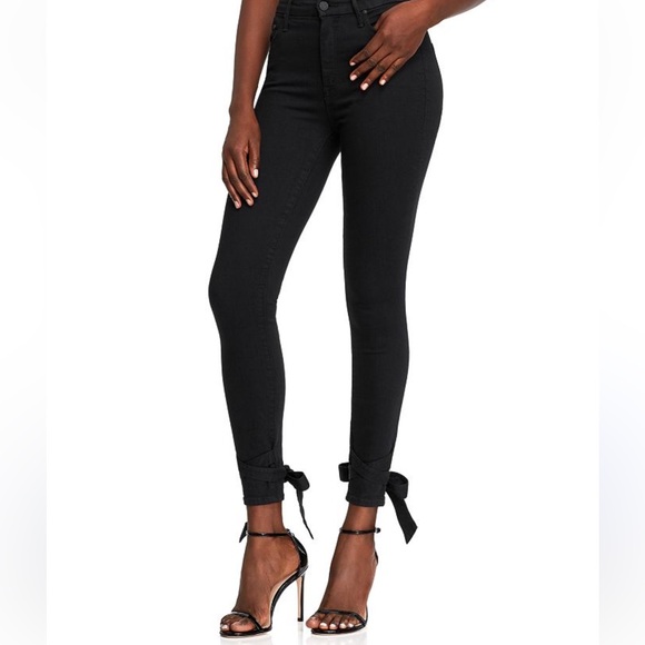 Mother high waisted tie-bow looker ankle in black 28. Out of stock in stores - Picture 1 of 10
